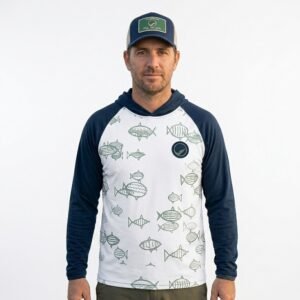 Remera de pesca manga larga Pez Virtual azul marino frente